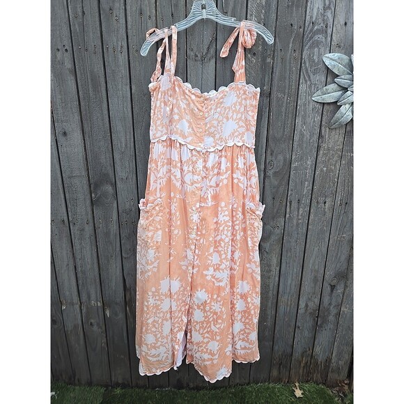 JULIET DUNN Palladio Jaipur Pink Ric Rac Trim Tie Shoulder Midi Dress sz1  4/6 - Picture 3 of 9